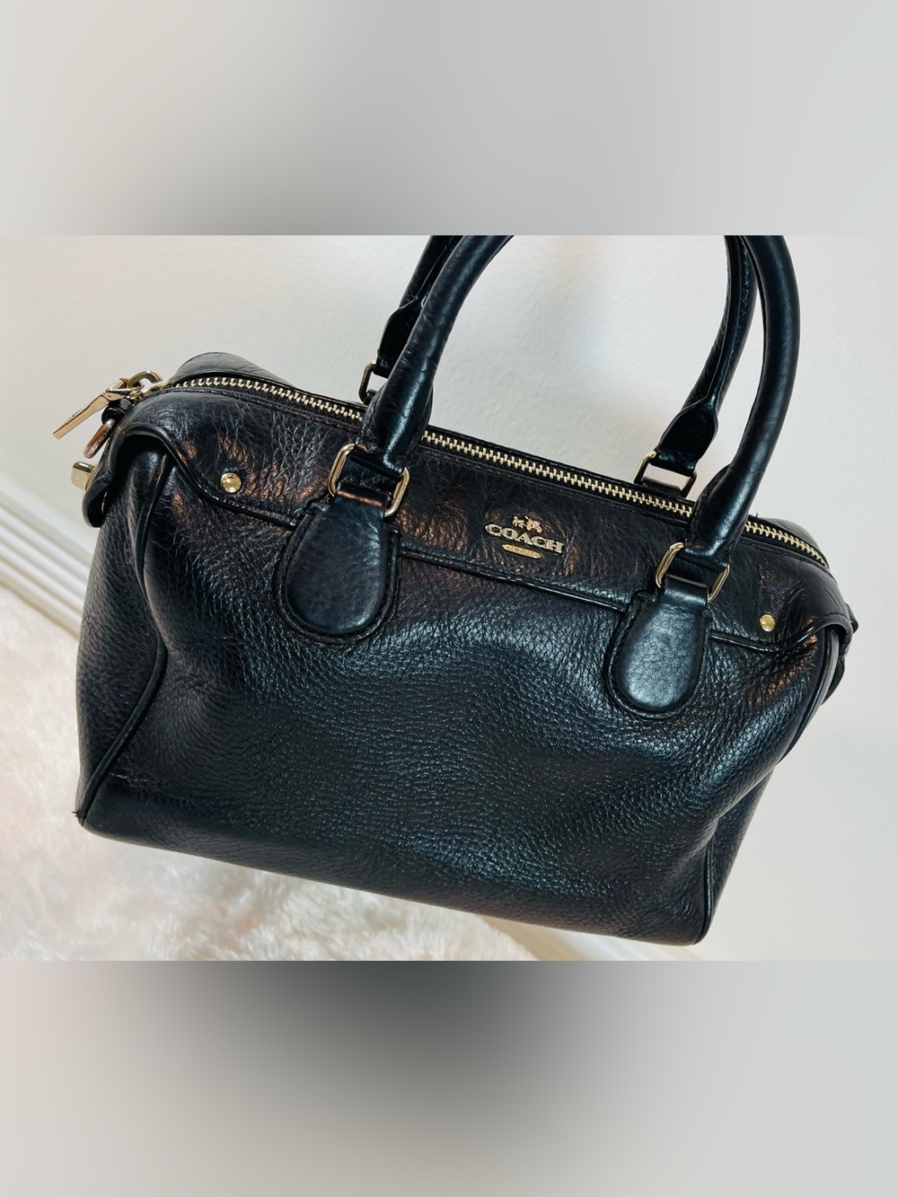 Coach Black Pebbled Leather Satchel Bag - Picture 8 of 8